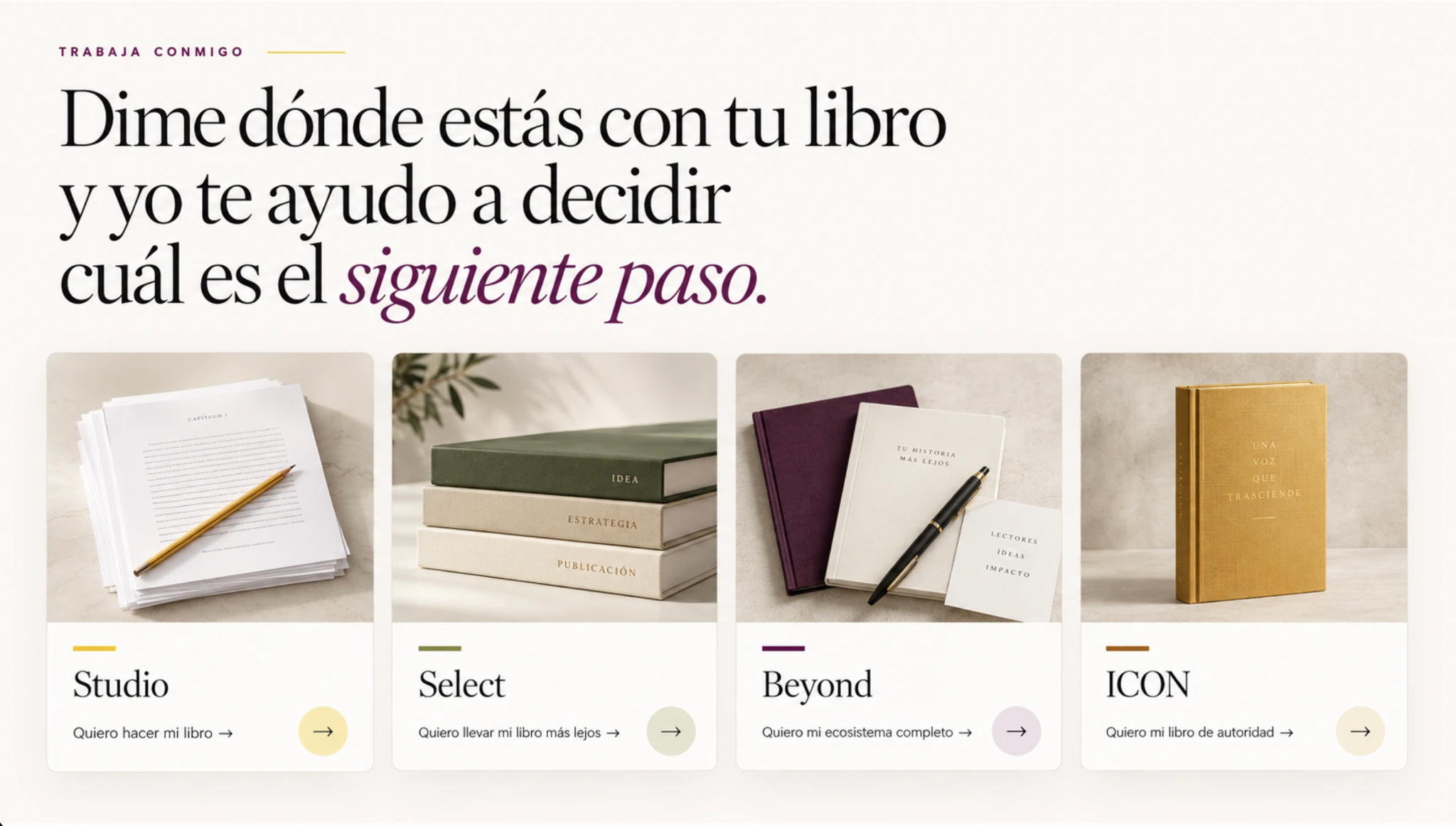 Trabaja conmigo: Studio, Select, Beyond e ICON
